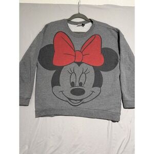 Disney ls pullover crew neck sweater minnie big red bow, women's medium